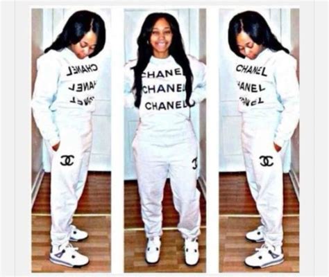 chanel white and black|chanel sweatpants black and white.